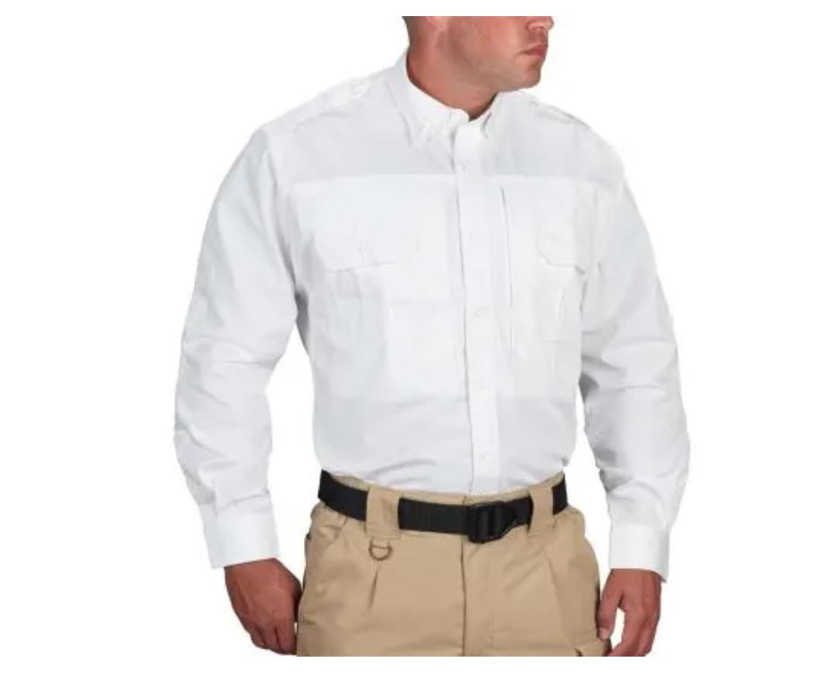 godfreystactical PROPPER Men's Long Sleeve Tactical Shirt Poplin White