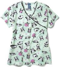 ZOE + CHLOE - Contrast Mock Wrap Print Scrub Top - Women's