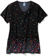 ZOE + CHLOE - V-Neck Border Print Scrub Top - Women's